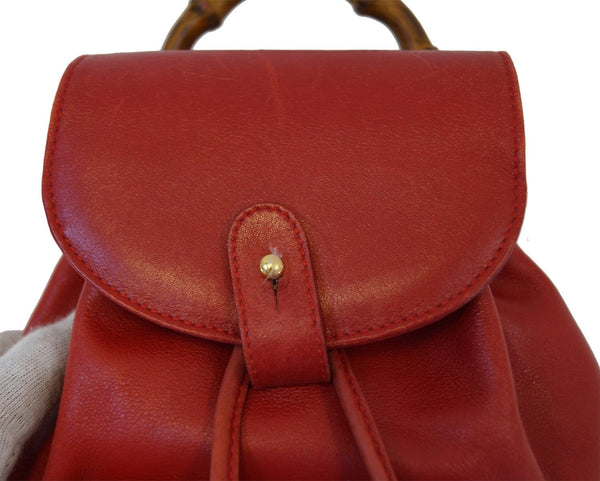 GUCCI Bamboo Leather Red Backpack Bag