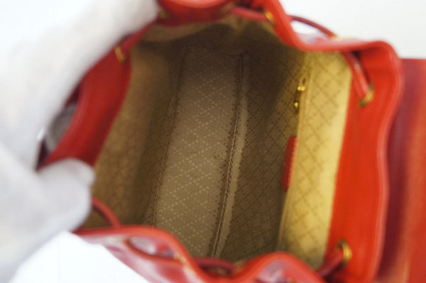 GUCCI Bamboo Leather Red Backpack Bag
