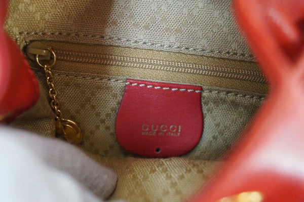 GUCCI Bamboo Leather Red Backpack Bag