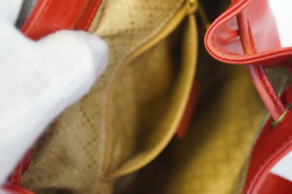 GUCCI Bamboo Leather Red Backpack Bag