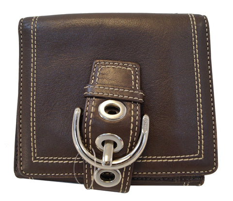COACH Hamptons Soho Buckle Brown Leather Bifold Compact Wallet - Sale