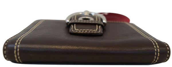 COACH Hamptons Soho Buckle Brown Leather Bifold Compact Wallet - Sale