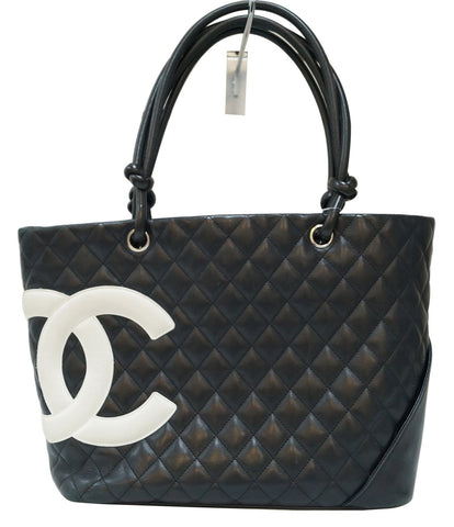 CHANEL Black Quilted Leather Large Cambon Tote Bag