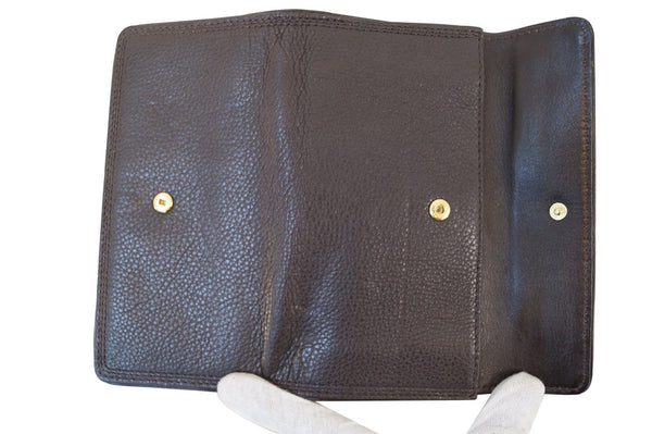 MICHAEL KORS Trifold Dark Brown Leather Wallet E2970
