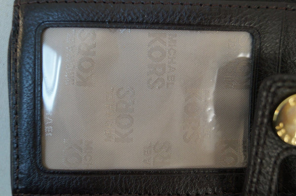 MICHAEL KORS Trifold Dark Brown Leather Wallet E2970