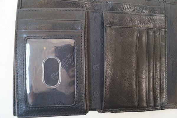 Fossil Trifold Black Leather Wallat - card slots