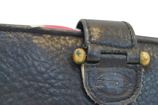 Fossil Trifold Black Leather Wallet - close preview