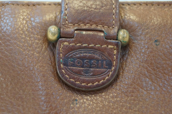 Fossil Trifold Brown Leather Wallet - engraved fossil