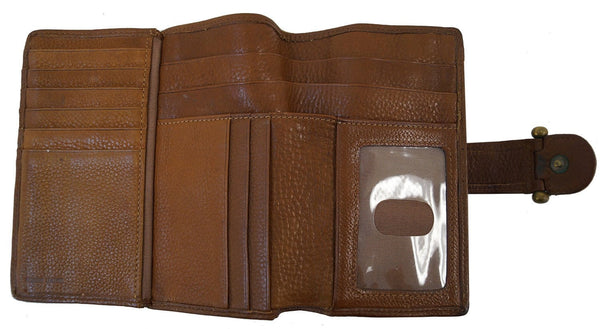 Fossil Trifold Brown Leather Wallet inner pockets and slots