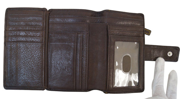 FOSSIL  Dark Brown Leather Grape Applique Trifold Wallet
