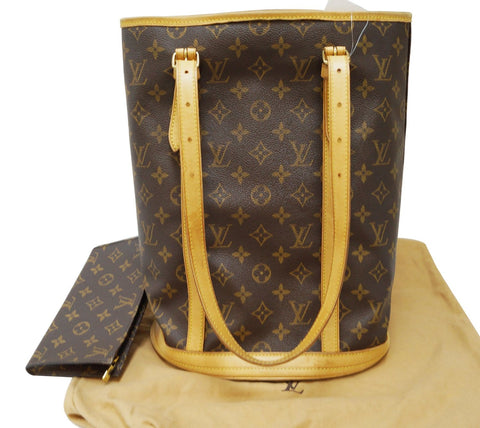 LOUIS VUITTON Monogram Canvas Brown Bucket GM Shoulder Bag