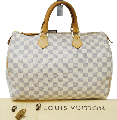 LOUIS VUITTON Damier Azur Speedy 35 Satchel Bag