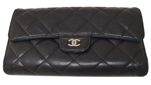 CHANEL Black Caviar Classic Flap Long Wallet