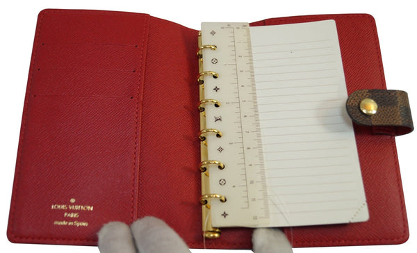 LOUIS VUITTON Damier Ebene Patch Small Ring Agenda PM