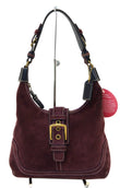 COACH Maroon Suede Leather Shoulder Handbag E2979