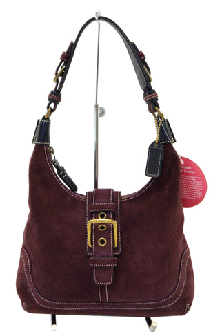 COACH Maroon Suede Leather Shoulder Handbag E2979