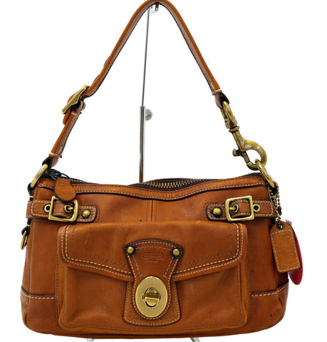 COACH Poppy Metallic Signature Foldover Shoulder Handbag E2980