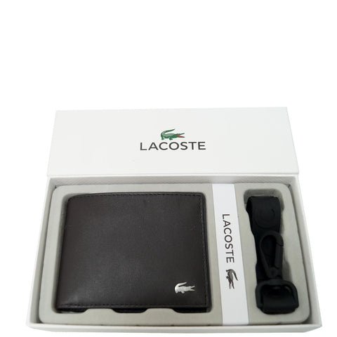 Lacoste Men's Fitzgerald Leather Wallet Key Chain Set
