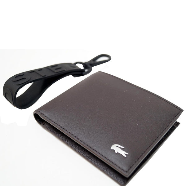 Lacoste Men's Fitzgerald Leather Wallet Key Chain Set-US