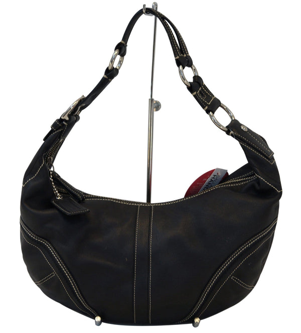 COACH Black Leather Hobo Shoulder Bag E2978
