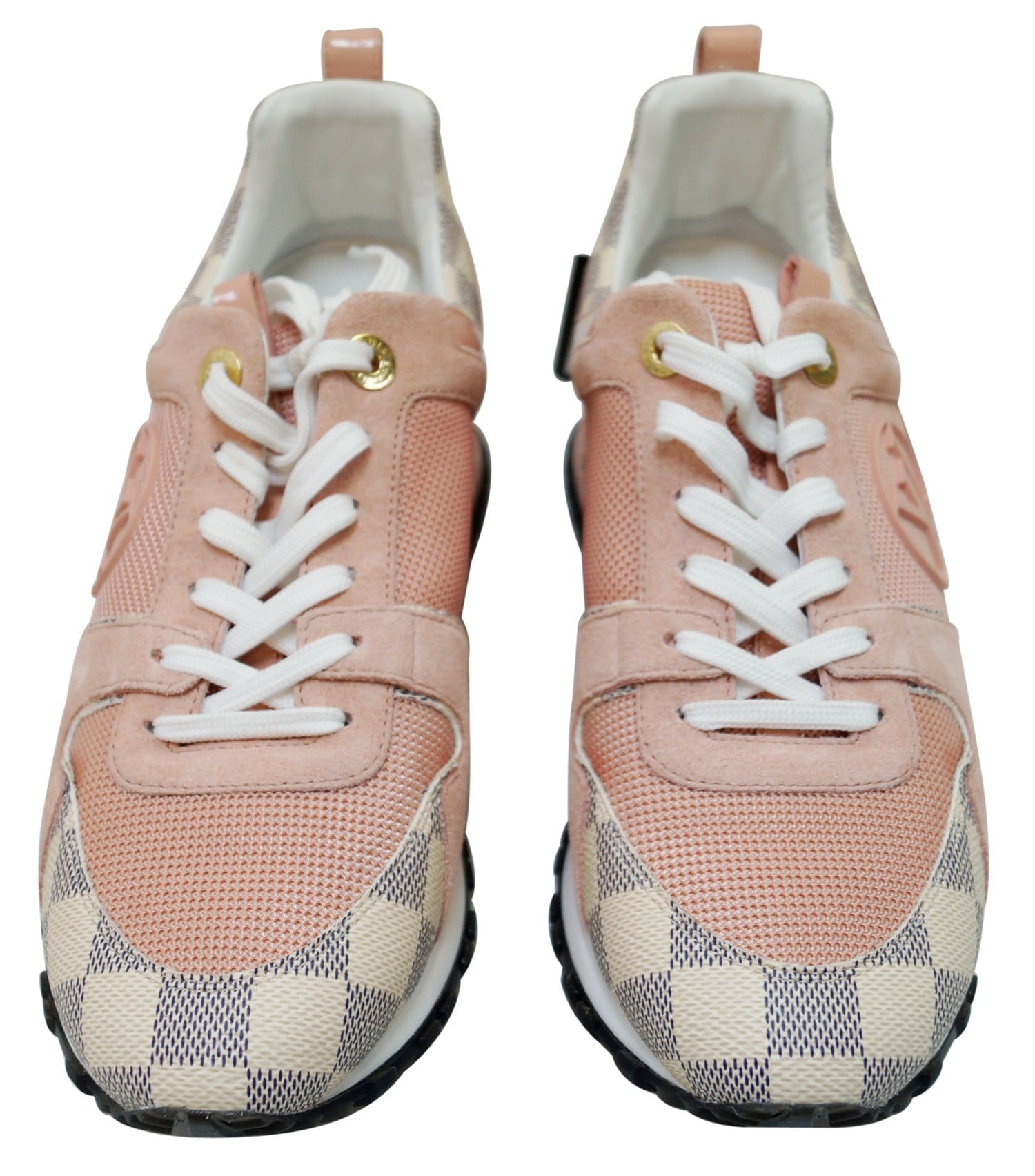 LOUIS VUITTON Metallic Patent Suede Run Away Sneakers 9 Orange 458682