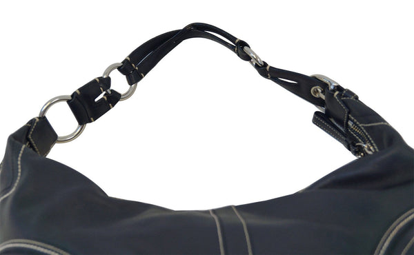 COACH Black Leather Hobo Shoulder Bag E2978