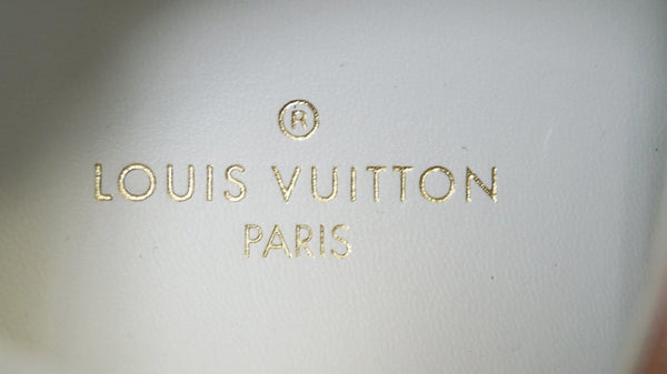LOUIS VUITTON Damier Azur Suede Run Away Sneakers 38 Pink