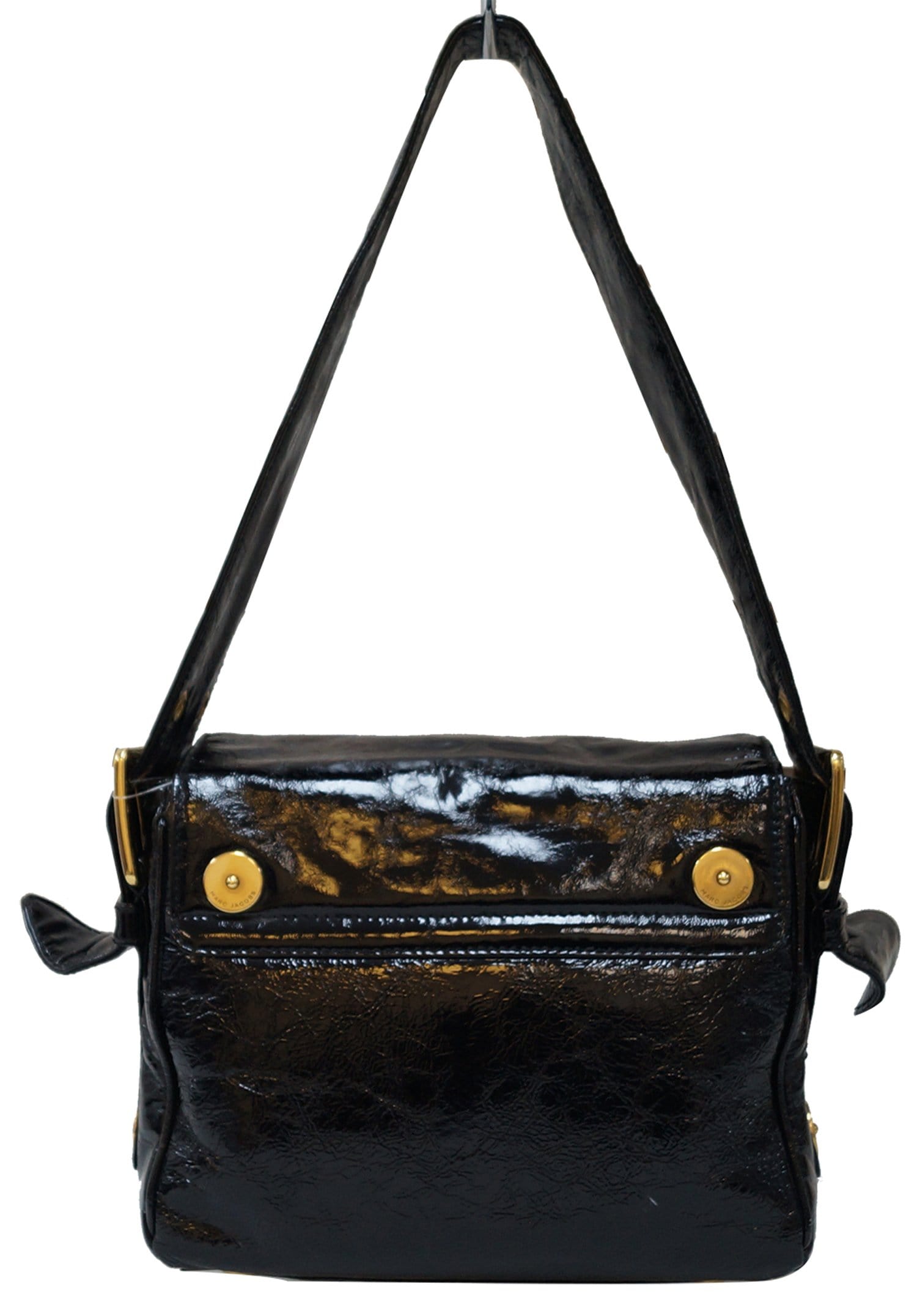 MARC JACOBS Black Leather Clutch with gold hardware
