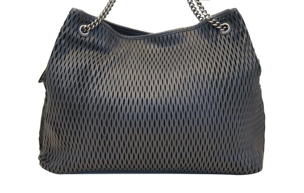 CHANEL Calfskin Laser Cut Perforated CC Tote Black