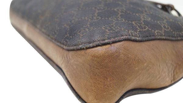 GUCCI GG Pattern Horsebit Dark Brown Shoulder Bag