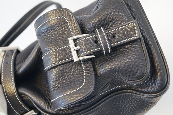 Prada Vitello Daino Black Calfskin Leather Shoulder Bag