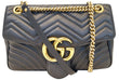 GUCCI Black Leather GG Marmont Matelasse Shoulder Bag