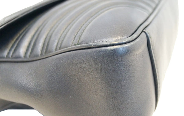 GUCCI Black Leather GG Marmont Matelasse Shoulder Bag