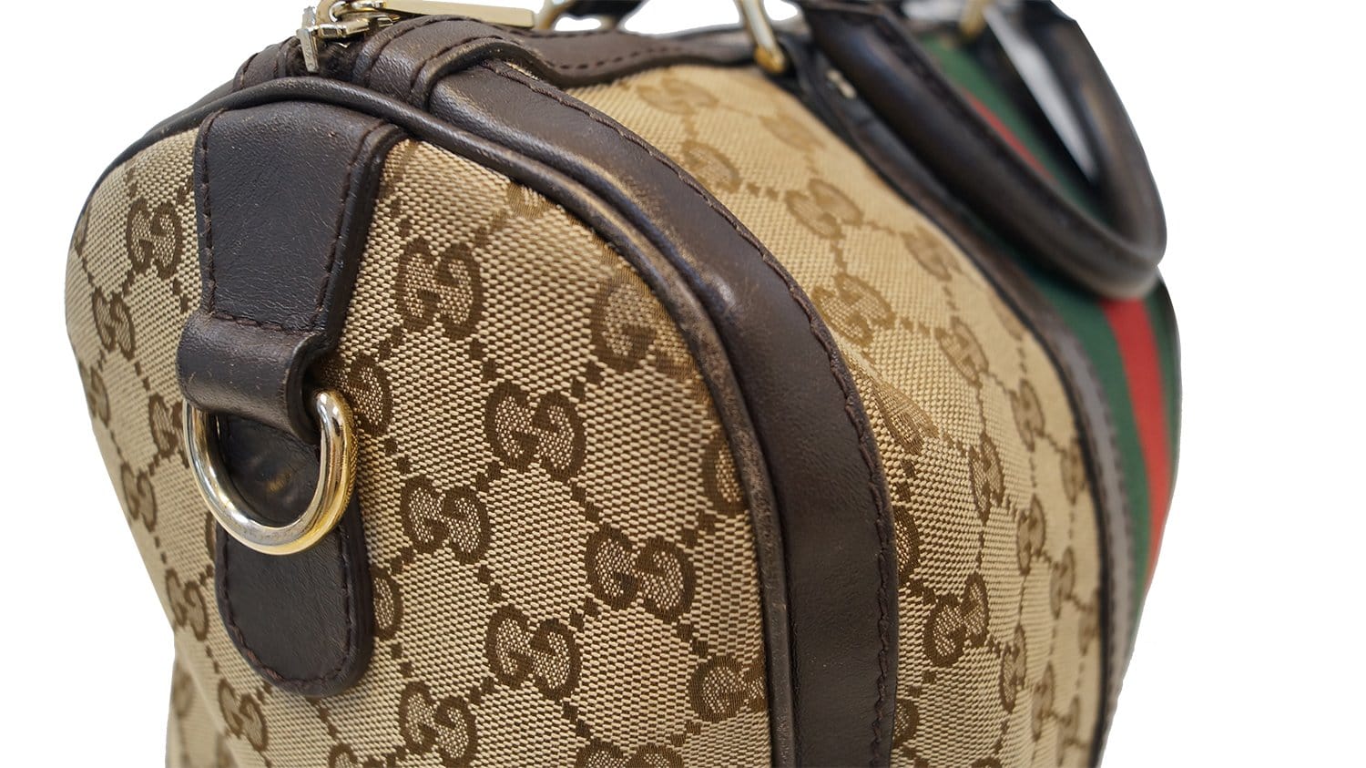 Gucci Vintage Web Medium Boston Bag in Brown