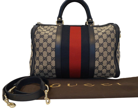 GUCCI Vintage Web Medium Original GG Boston Bag with Signature Web