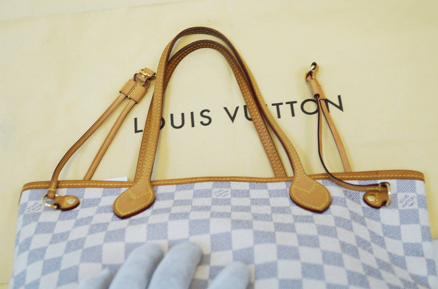 LOUIS VUITTON Neverfull PM Damier Azur Tote Bag