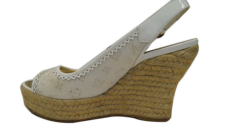 LOUIS VUITTON Monogram Denim Espadrille Wedges Size 36