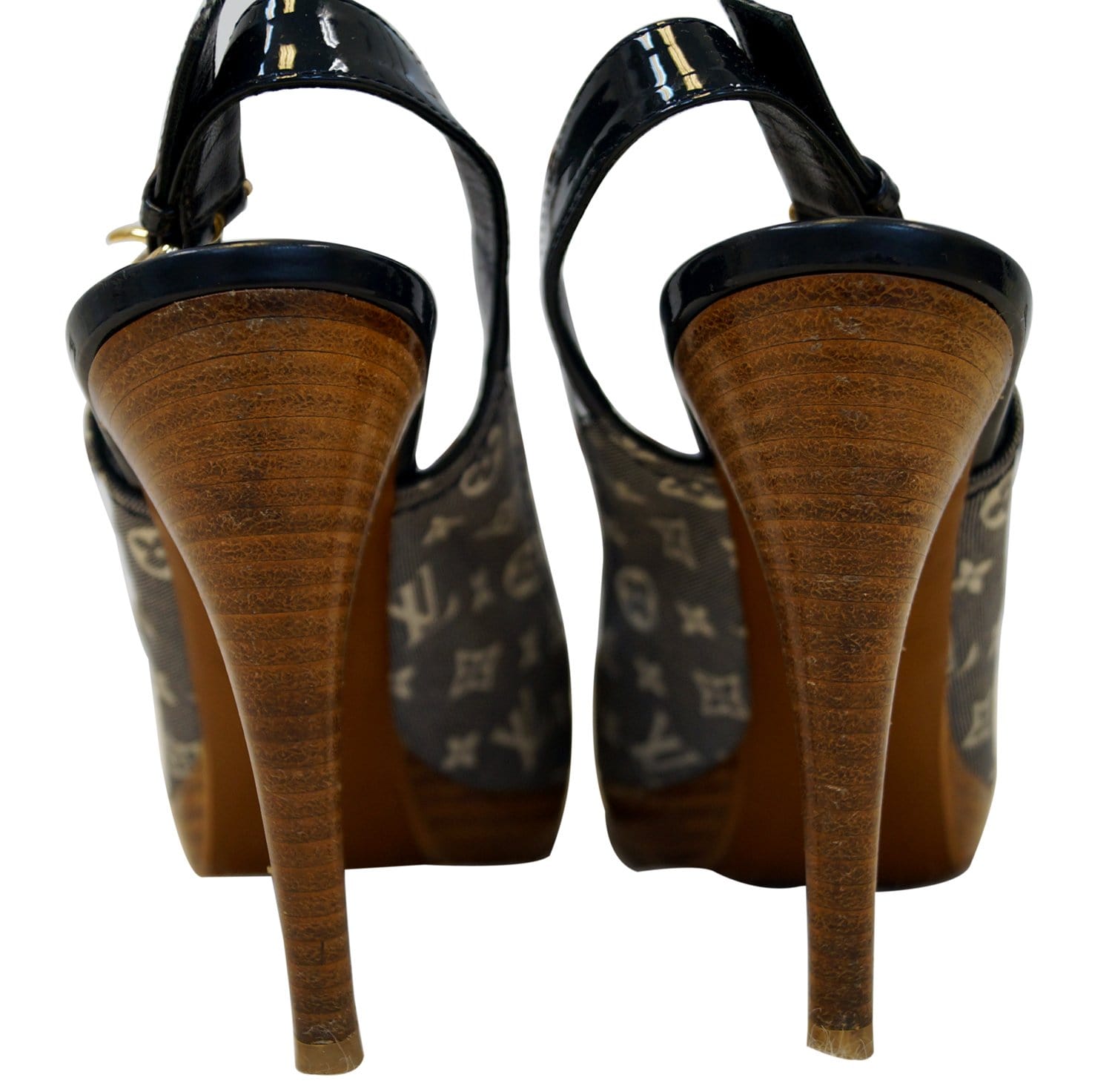 LOUIS VUITTON Peep Toe sandals Pumps chunky heels 36 Brown