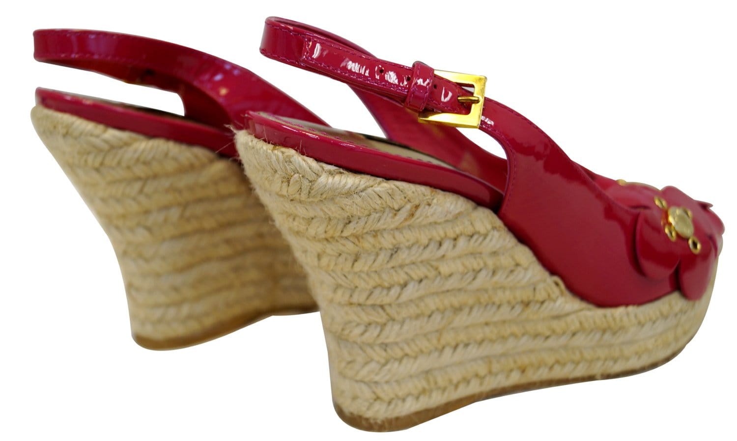 Louis Vuitton Medallion Leather Espadrille Wedge Platform Sandals Size 38.5  at 1stDibs
