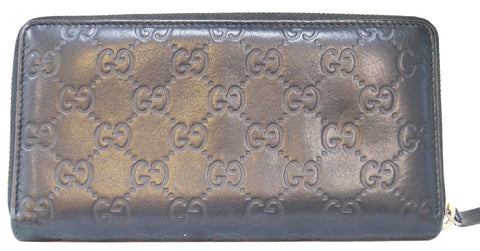 GUCCI GG Guccissima Leather Black Long Wallet