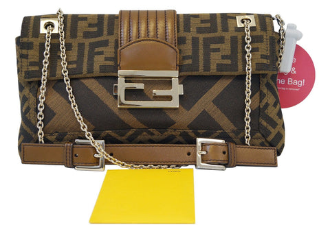 Fendi Zucca Canvas Leather Brown Shoulder Bag - Final Call