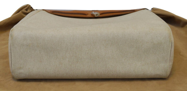Hermes Her Bag Canvas Leather Ivory Handbag - Final Call
