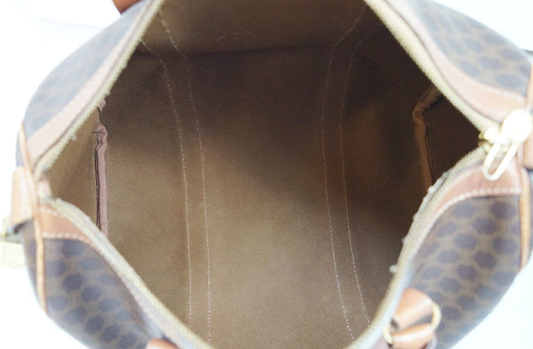 Celine Macadam Pattern Leather Brown Satchel Bag-Inside View