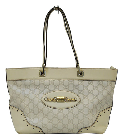 Gucci 145993 Cream Guccissima Leather Gold-tone Tote Shoulder Bag