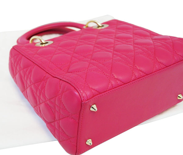 CHRISTIAN DIOR Bag - Cannage Pink Lambskin Lady Dior Bag - on sale