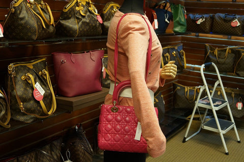 CHRISTIAN DIOR Bag - Cannage Pink Lambskin Lady Dior Bag - shop