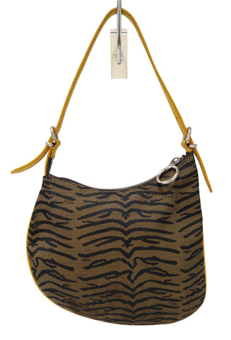 FENDI Canvas Zebra Print Oyster Hobo Bag
