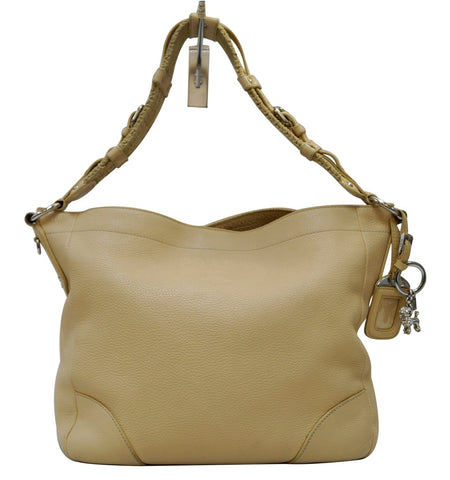 PRADA Cream Leather Daino Hobo Shoulder Bag