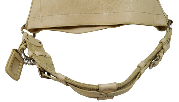 Prada Hobo Daino Shoulder Bag Cream Leather - Belt view