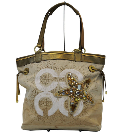 COACH Audrey Seaside Resort Jeweled Starfish Tote Bag E3097